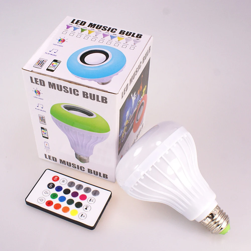 

New E27 Smart RGB Bluetooth Bulb Speaker Music Player Dimmable Bluetooth Music Speaker With 24 Keys Remote Control
