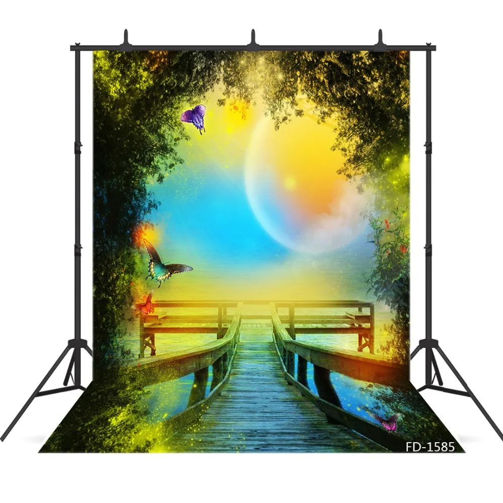 Деревянный мост фон для фотосъемки с изображением Photo Booth малышей и детей