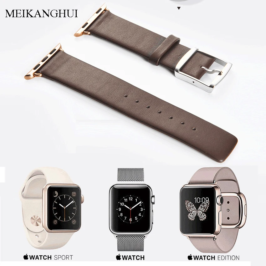 Ремешок для часов MEIKANGHUI из натуральной кожи Подходит всех Apple Watch Series 1-2 iWatch