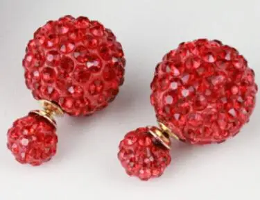 red Charmcci двухсторонние Симпатичные серьги-гвоздики, круглые стразы, женские серьги, ювелирные изделия, серьги-гвоздики, подарок, много цветов - Окраска металла: red