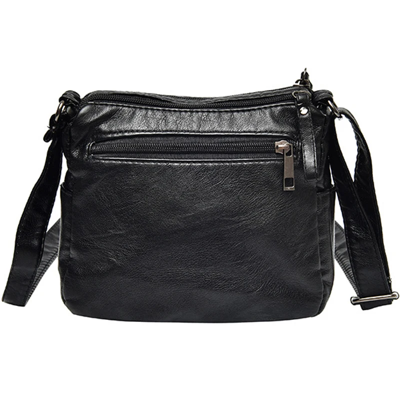 High Quality Mini Black Bag Women Very Soft Washed PU Leather Female Purses and Handbag Lady Small Messenger Bag for