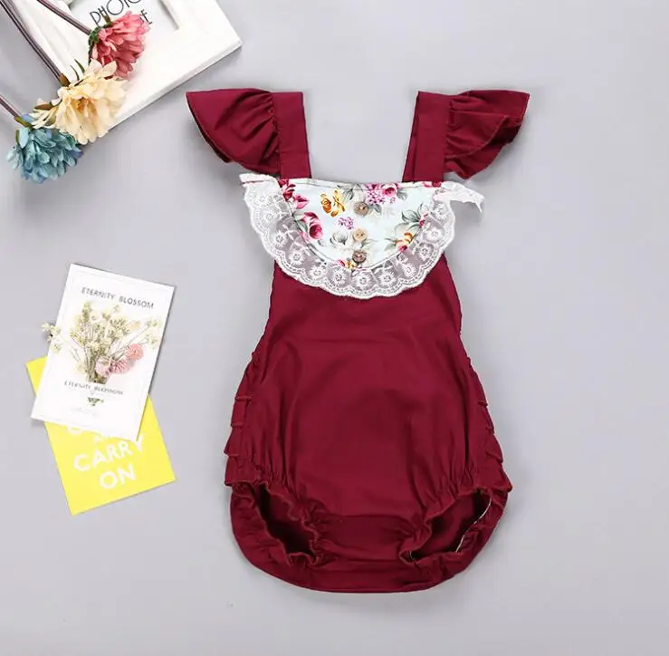 Новинка 2017 года винтажный комбинезон с цветочным узором для маленьких девочек