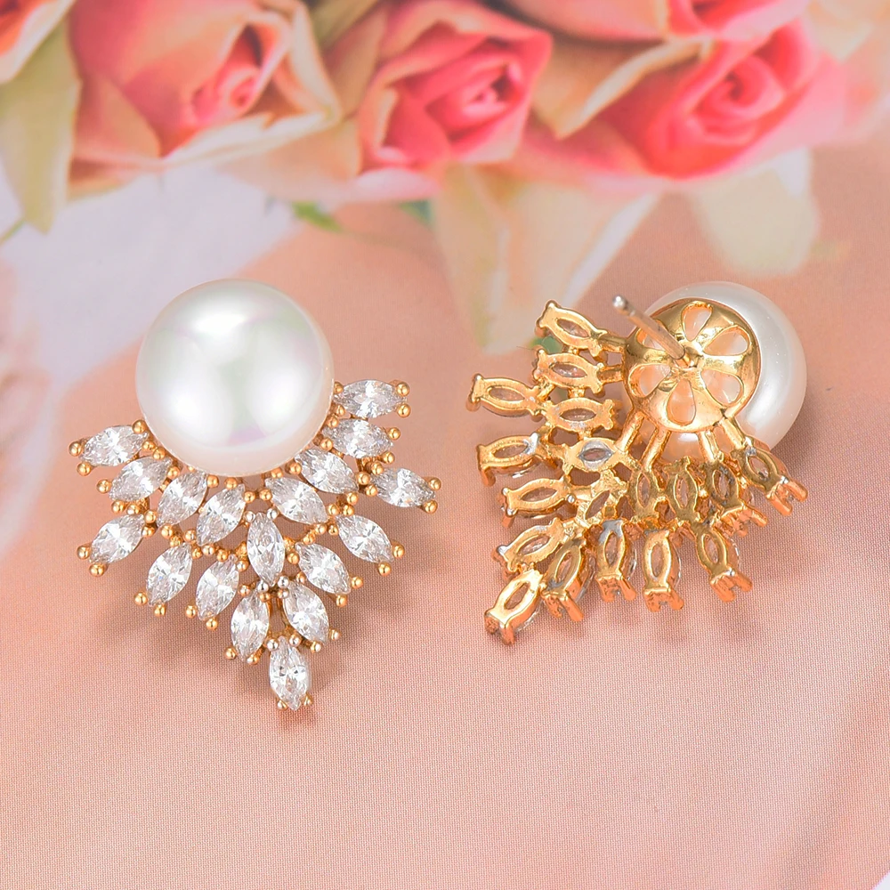 

Siscathy Trendy Cubic Zirconia Stud korean Earrings For Women Charms Simulated Pearl Earrings Fashion Jewelry Wife Girls Gifts