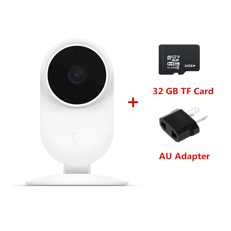 AU Adapter and 32GB Xiaomi Mijia смарт-камеры IP веб-камера 1080P 2,4G Wifi Беспроводная 130 широкоугольная 10 М камера ночного видения - Цвет: AU Adapter and 32GB