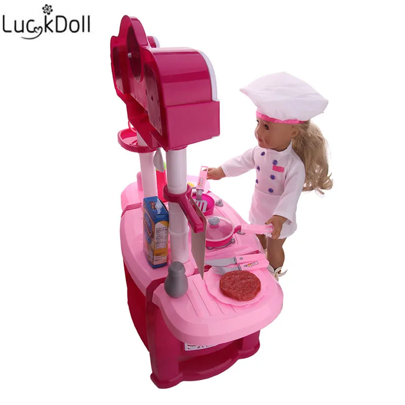 LUCKDOLL шеф-повара костюм и обувь подходит 18 дюймов Американский 43 см Детские аксессуары для кукол, игрушки для девочек, поколение, подарок на день рождения