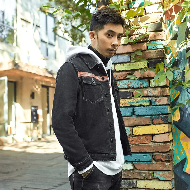Куртка мужская джинсовая приталенная модная винтажная Байкерская верхняя