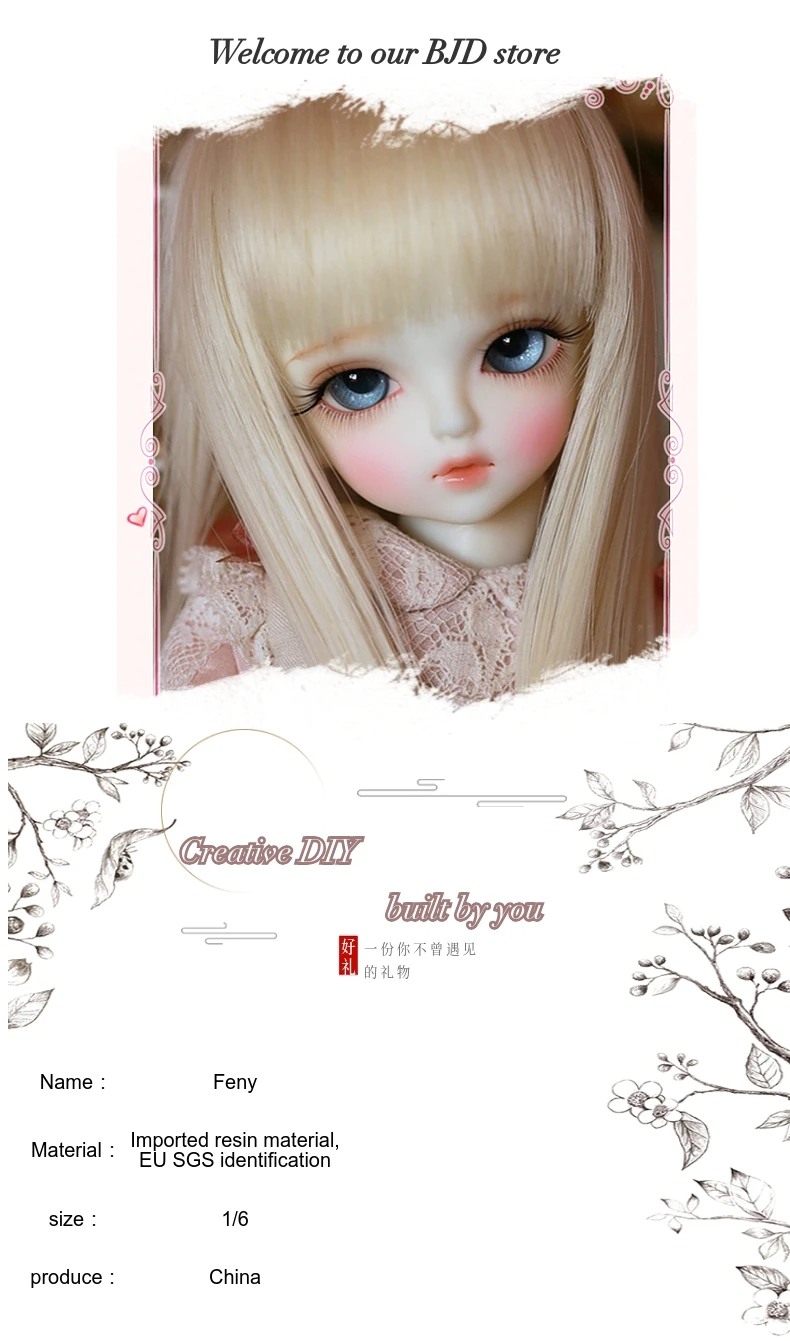 Feny 1/6 BJD кукла BJD модная Милая Модель Кукла из смолы для маленькой девочки подарок на день рождения случайные глаза