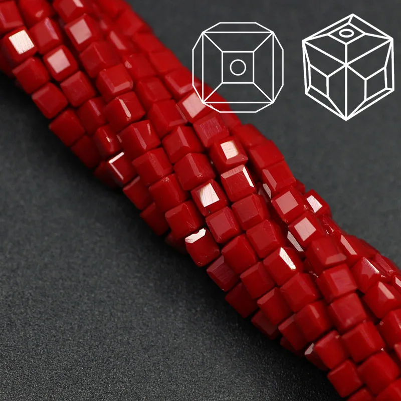 porcelain red ZHUBI 100 шт 3 мм модные разделительные кубики граненые хрустальные бусины амулеты конфетные стеклянные Квадратные бусины для изготовления ювелирных изделий из бисера - Цвет: porcelain red