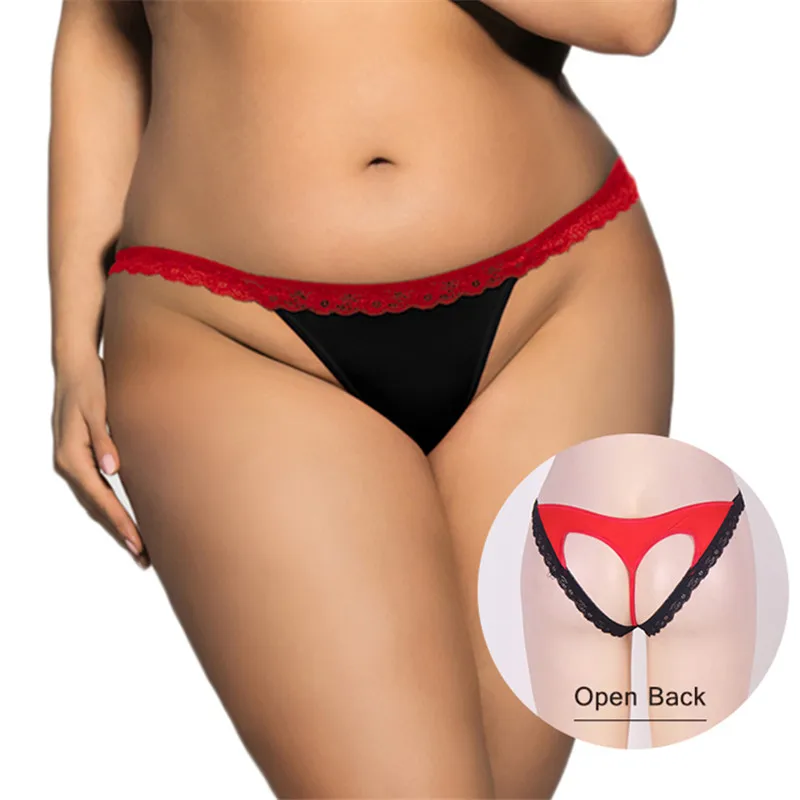 Comeondear Tanga Женские сексуальные стринги Женское нижнее белье открытая спина плюс размер кружевные трусики женские стринги красные черные трусы 3XL PB5106