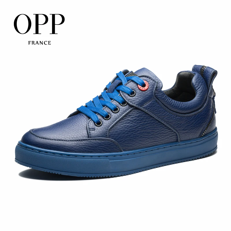 OPP Men's Shoes Loafers For Men Cow Leather Flats Casual Back Zip footwear for Lace up | Обувь