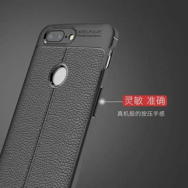 For OnePlus 5T Luxury Shockproof Leather Skin Soft Rubber TPU Slim Case Cover |