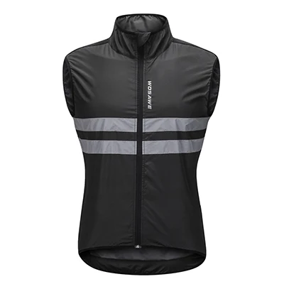 Черный WOSAWE, мотоциклетная Светоотражающая куртка, высокая видимость, безрукавка, защитная куртка, ветрозащитный жилет для бездорожья, ночной езды, дышащий - Цвет: Черный