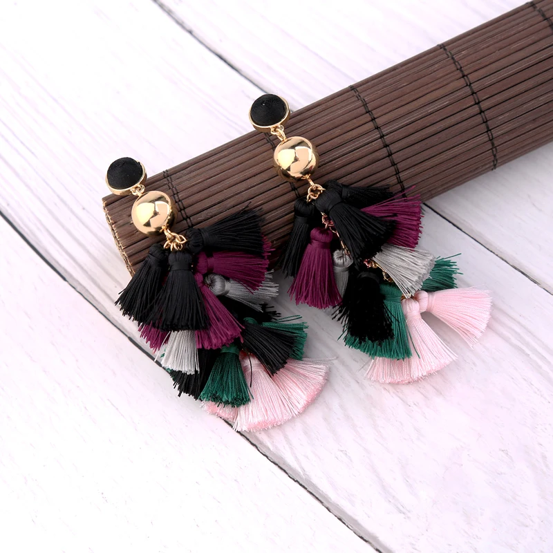 Женские Разноцветные серьги-подвески с бахромой в этническом стиле модные