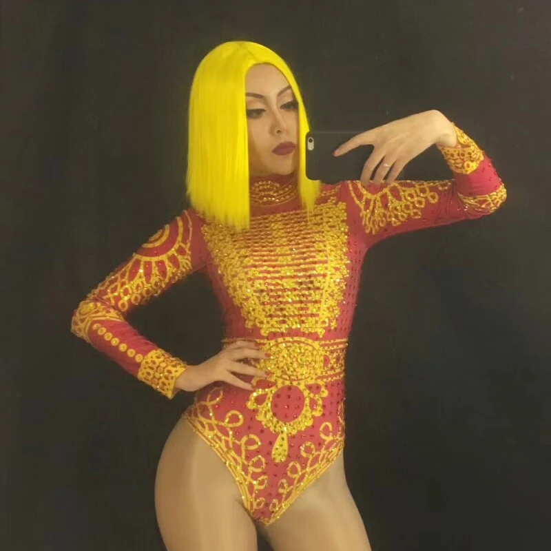 Новый модный костюм beyonce со стразами сексуальный блестящий комбинезон с