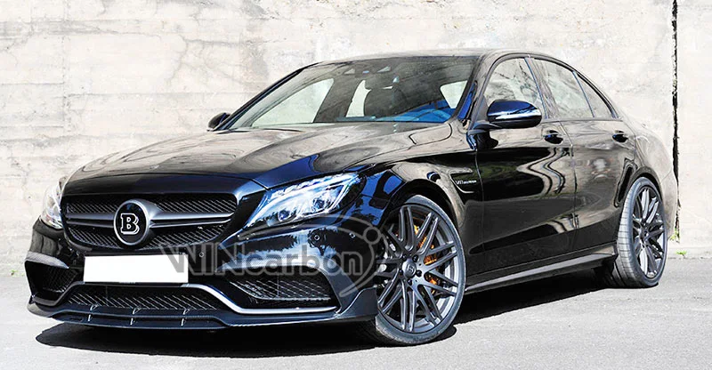 B Стиль реальные юбка переднего бампера из углеродного волокна спойлер для Benz W205 C63 C63S AMG седан и купе 2015UP