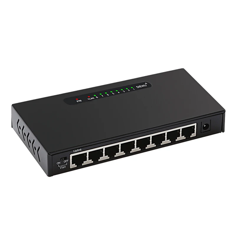 Diewu 8 портов 10/100 Мбит сетевой коммутатор ethernet концентратор корпус Железный soho сетевой адаптер Поддержка VLAN