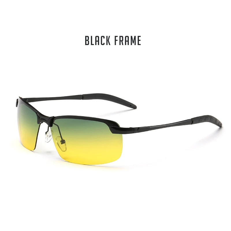 Black frame Унисекс, очки для дневного и ночного видения, солнцезащитные очки для мужчин и женщин, автомобильные защитные очки для вождения, желтые антибликовые оправа из сплава, водительские очки - Цвет линз: Black frame