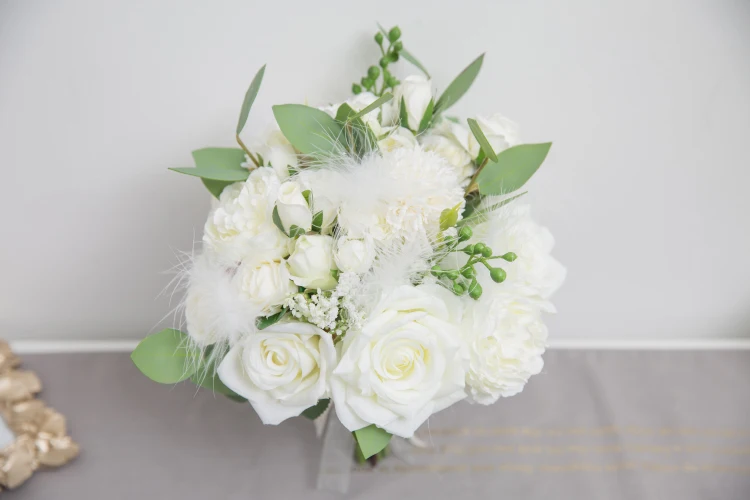 Брошь из искусственного шёлка с ручкой в западном стиле|Свадебные букеты| |