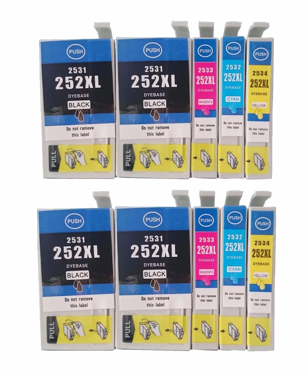 10 упаковок совместимый Восстановленный для Epson 252 252XL картридж комбинированный