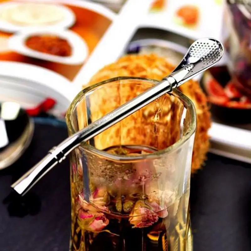 304 нержавеющая сталь Питьевая соломенная ложка Чайный фильтр Yerba mate трубочки для чая Bombilla Gourd многоразовые чайные инструменты барные аксессуары