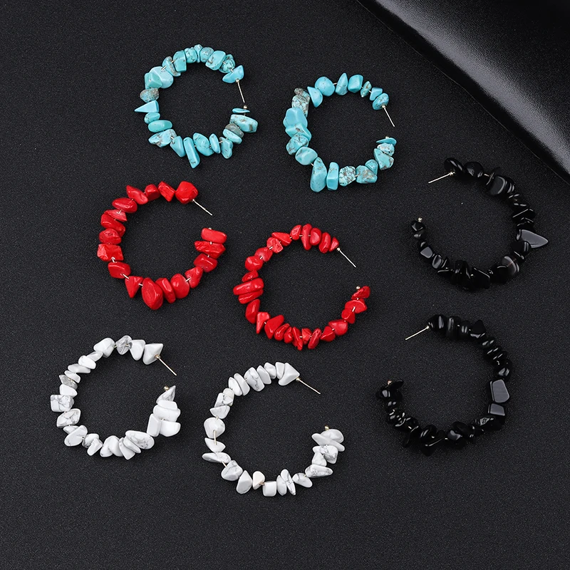 Модные коралловые красные серьги с натуральным камнем женские ручной работы