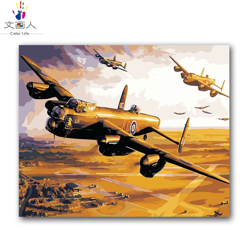 Набор для рисования по номерам на холсте военный самолет | Дом и сад