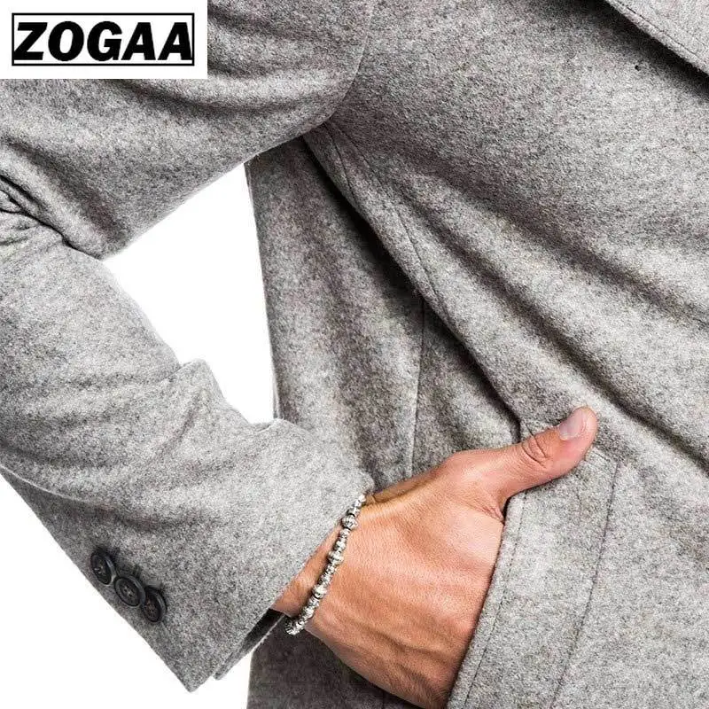 Мужской плащ ZOGAA однотонный шерстяной Тренч на весну и осень 2019|Плащи тренчи| |