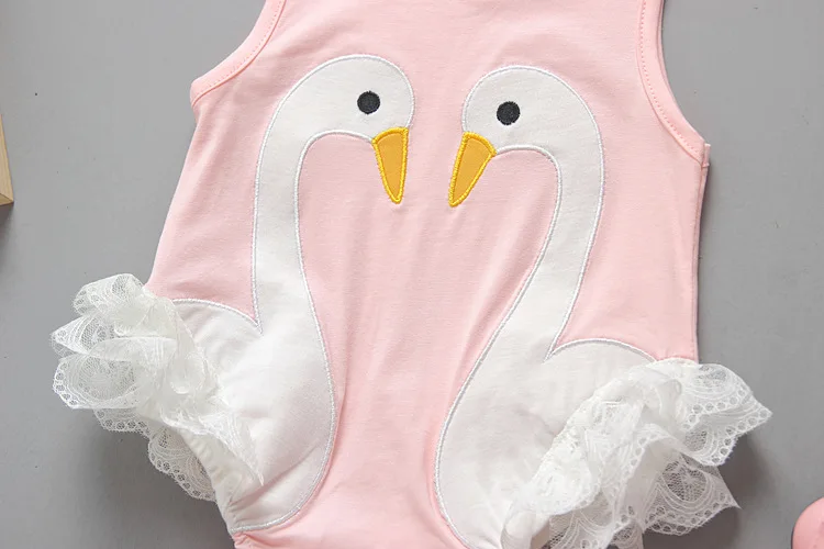 4 Pcs/Lot Free shipping 2017 Summer New Baby Clothing Girl Swan Siamese Clothes Cotton Climbing clothes | Детская одежда и обувь