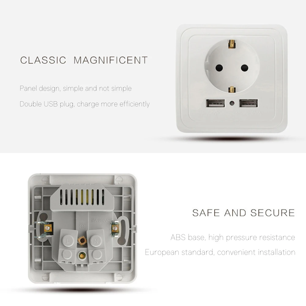 Настенная розетка с usb-разъемом кухонные розетки 5 В 2 А и 1 двойная электрическая