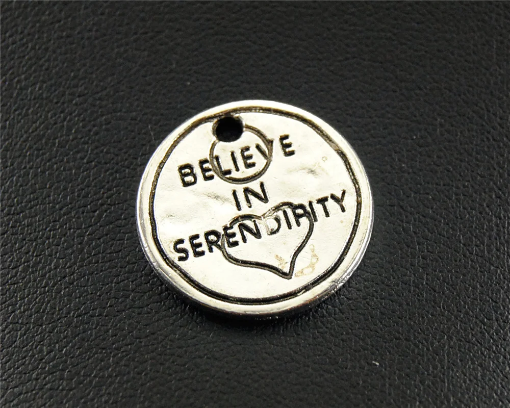 5 шт серебряный цвет Верьте в середипию Круглый Шарм ювелирные изделия кулон для