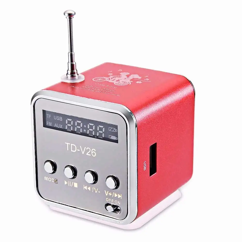 Red Vapeonly TD-V26 мини стерео супер бас динамик цифровой ЖК стерео громкий динамик Micro SD TF музыкальный проигрыватель для ПК/MP3/4/Мобильный/настольный - Цвет: Red