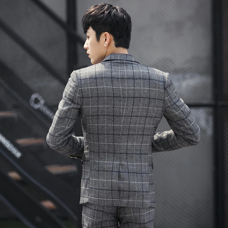2017 модные дизайнерские облегающие мужские костюмы в Корейском стиле деловая