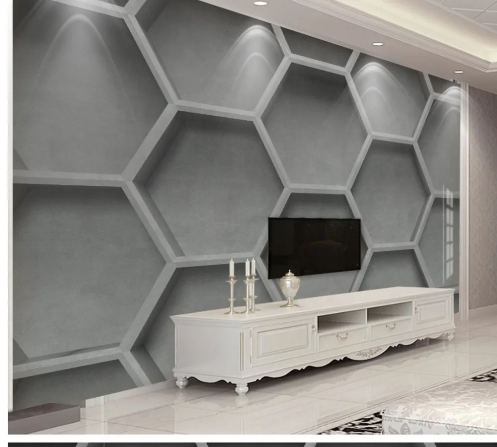 Бесплатная доставка 3D абстрактные геометрические домашние настенные серые