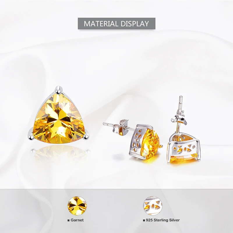 6.2ct подлинные 925 пробы серебряные Свадебные обручальные ювелирные изделия треугольные цитриновые Серьги brincos модные ювелирные изделия для женщин