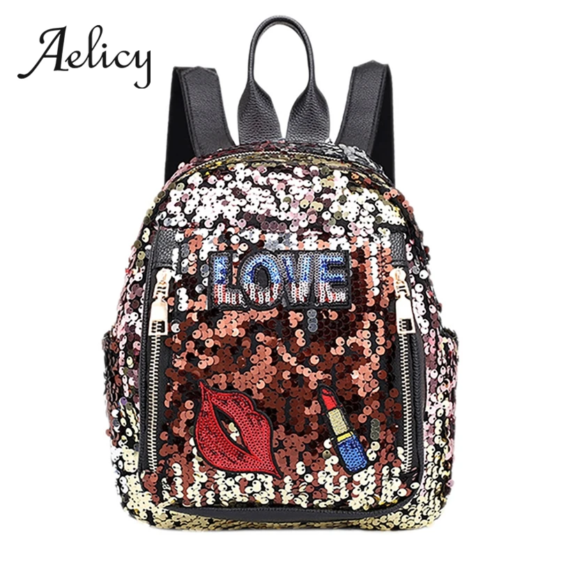 Aelicy модный рюкзак с блестками женские школьные сумки из мягкой кожи шикарный