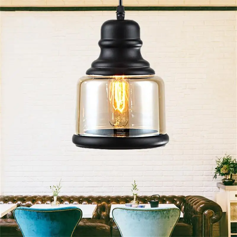 Винтаж подвесной светильник E27 Эдисон Ретро гладить Стекло Suspendu Американский