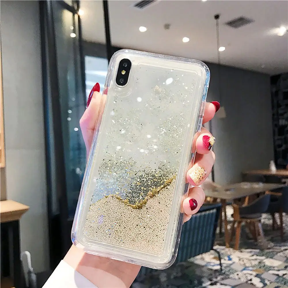 KISSCASE бисерный зыбучий песок чехол для iphone 7 X XR XS MAX мягкий TPU Bling телефонные чехлы 8 6