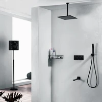 hideep shower set faucets black wall mounted rainfall bathroom concealed shower mixer taps bath rain shower set bathroom faucet