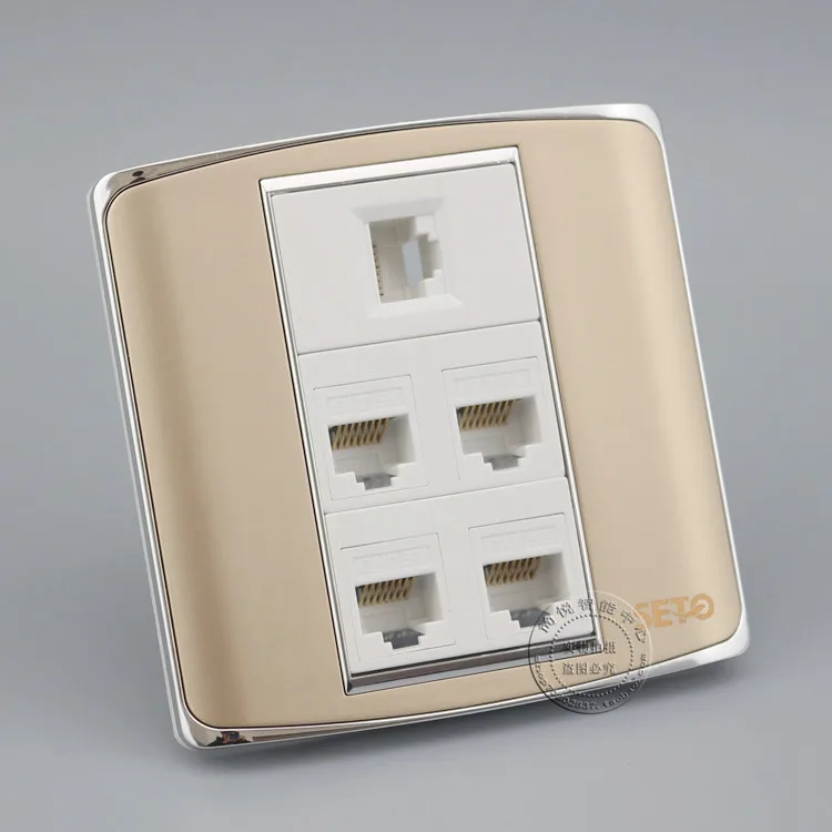 5 портов RJ45 Cat5e сеть Ethernet LAN цветная розетка цвета шампанского панель лицевой