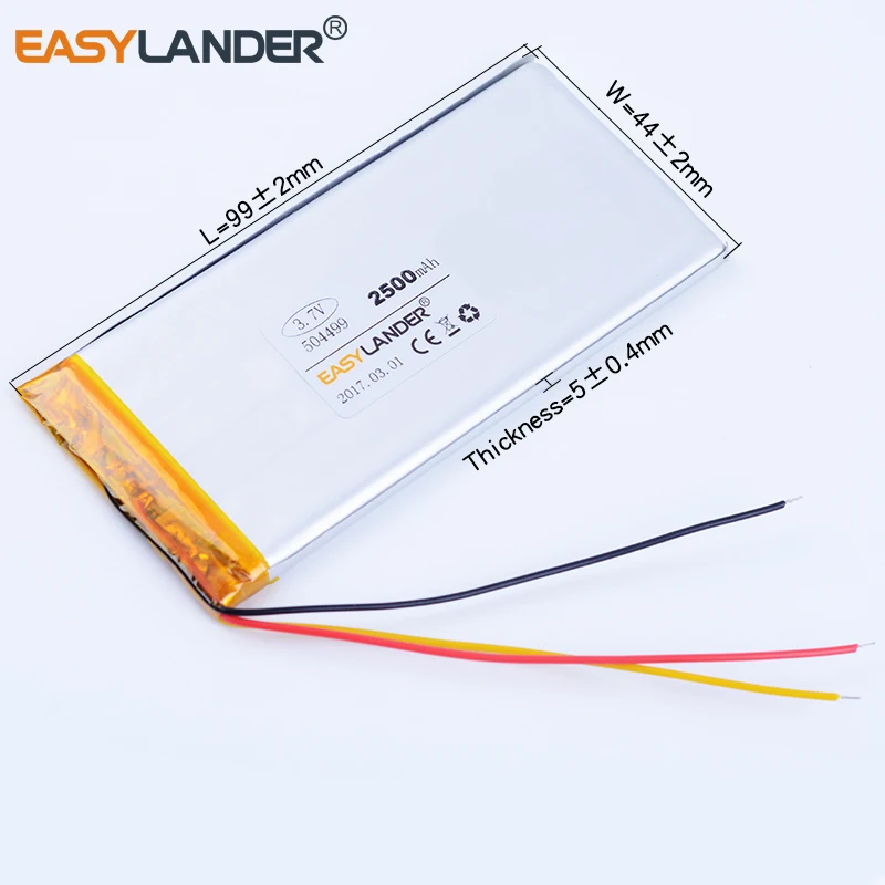 AEC504499 504499 3 7 V 2500mAh перезаряжаемый литий полимерный аккумулятор для электронных