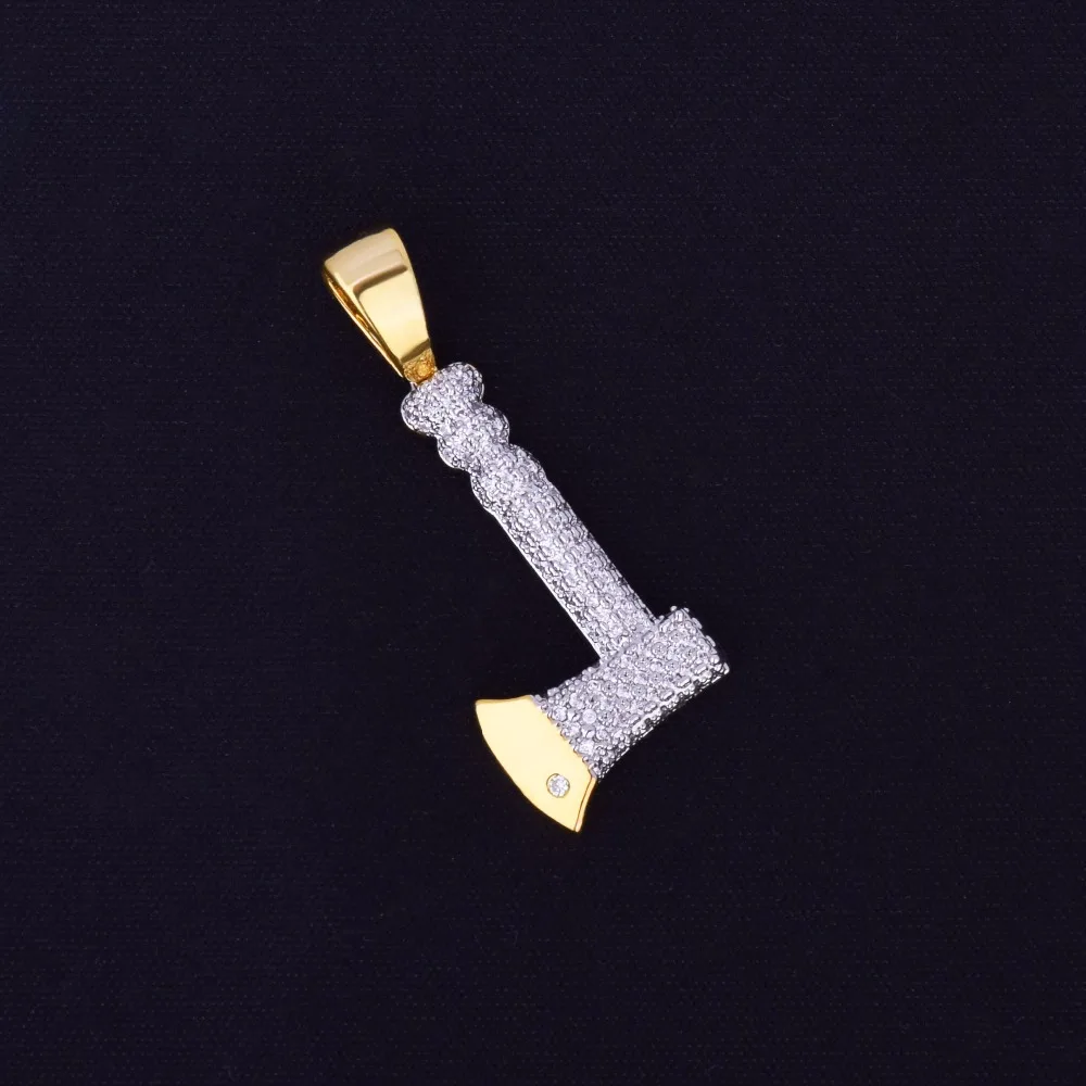 Личности ожерелье Топор и золотой кулон Цвет Bling кубического циркония для мужчин