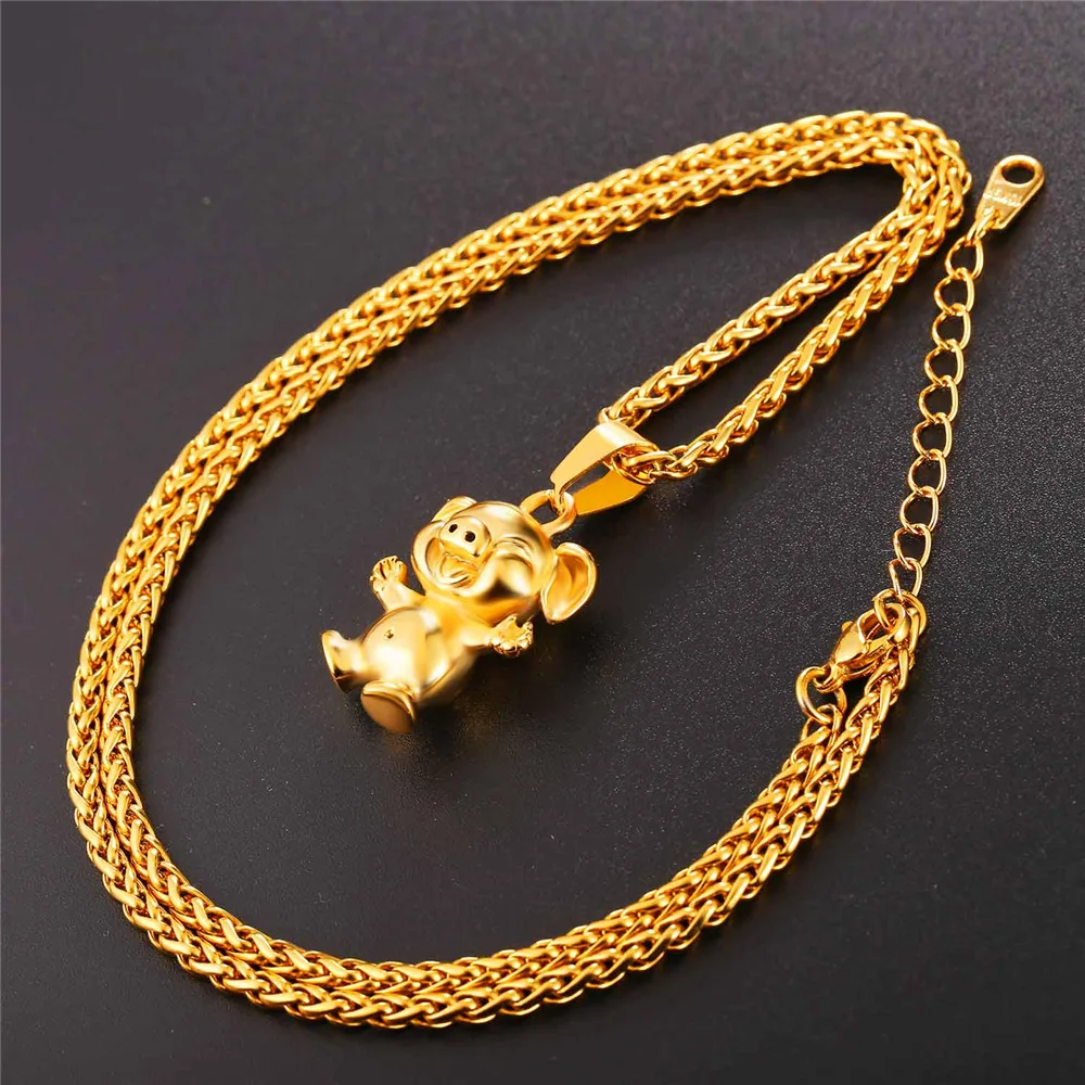 Ожерелье с подвеской в виде милой свиньи для женщин и мужчин ювелирные изделия