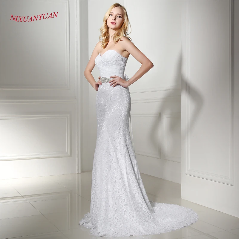 Женское кружевное свадебное платье It's yiiya белое с жакетом на лето 2020|lace mermaid wedding
