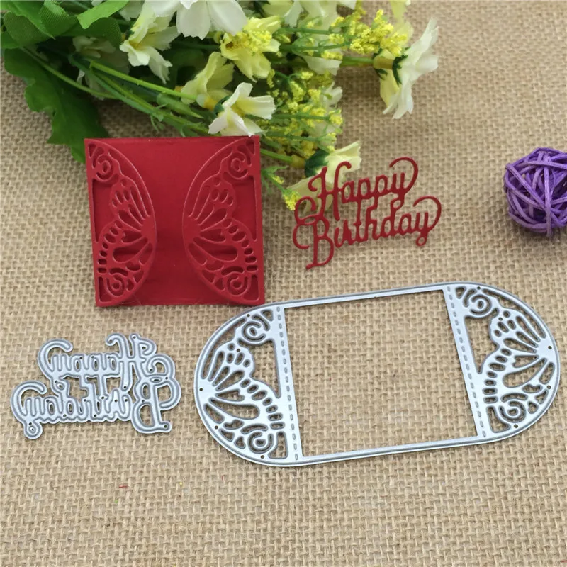 Металлическая рамка для карт бабочек с днем рождения Трафаретный Скрапбукинг