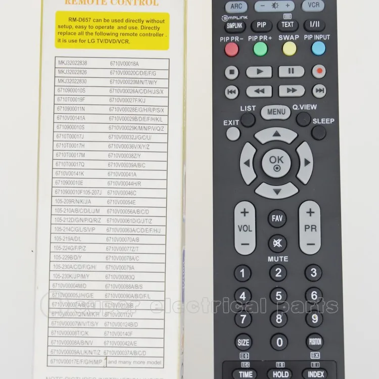 Для LG ЖК-дисплей светодио дный dvd vcr ТВ удаленного Управление RM-657D mkj32022835 6710t00017h mkj32022805 MKJ32022806 MKJ32022814 MKJ32022826