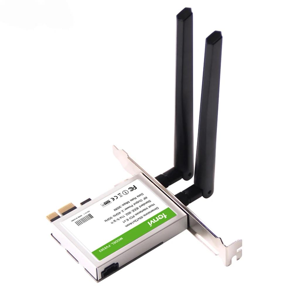Беспроводной N600 двухдиапазонный PCI Express WiFi адаптер 300 Мбит/с Bluetooth 4,0 802.11a/b/g/n 2x антенны Поддержка Windows 10 для рабочего стола