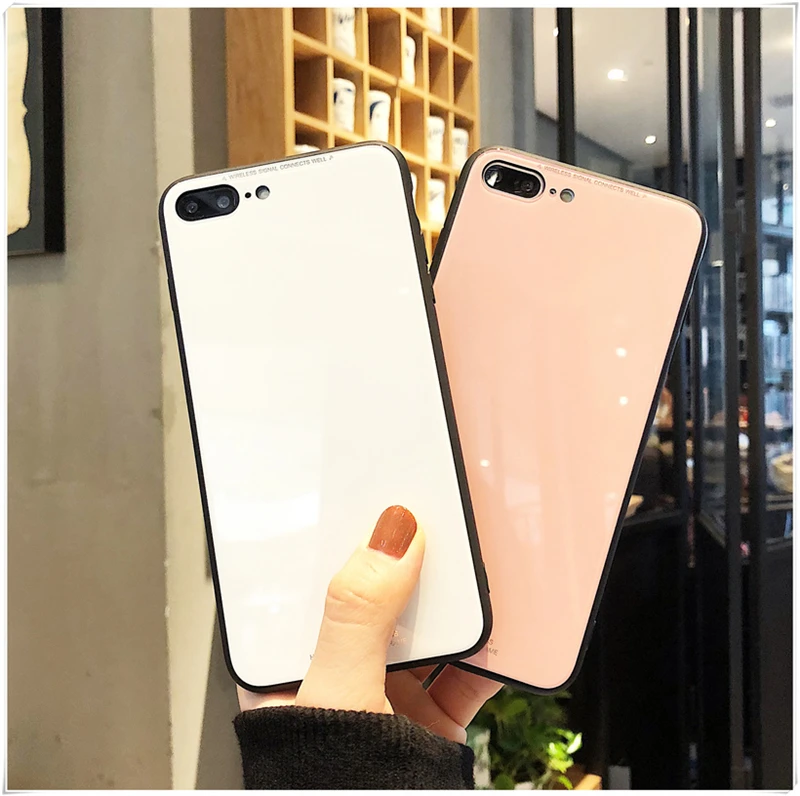 Чехол из закаленного стекла для iPhone 6 6S 7 8 Plus роскошная жесткая задняя крышка