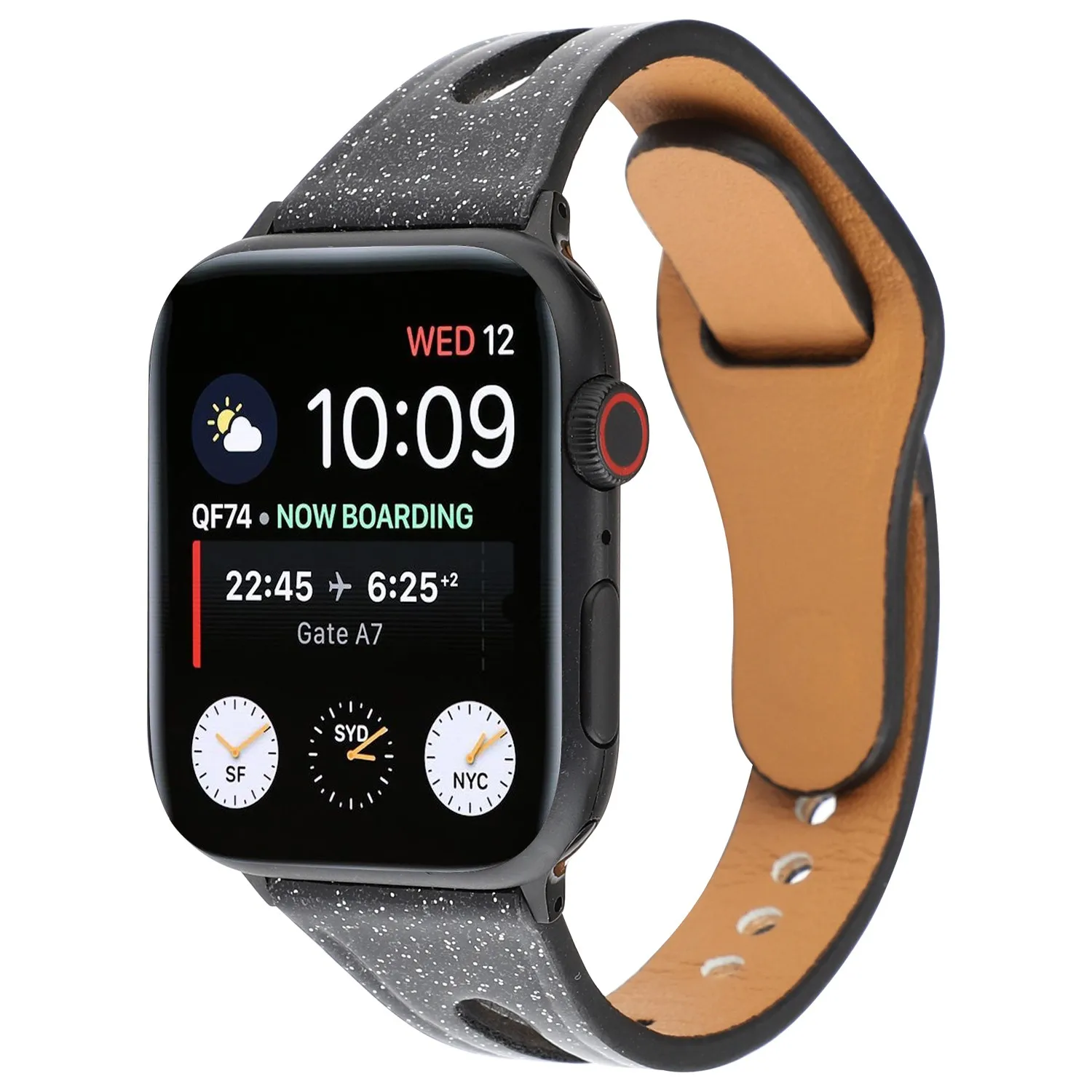 Ремешок кожаный для Apple Watch Series 1 2 3 4 блестящий Воздухопроницаемый браслет iWatch 42/44