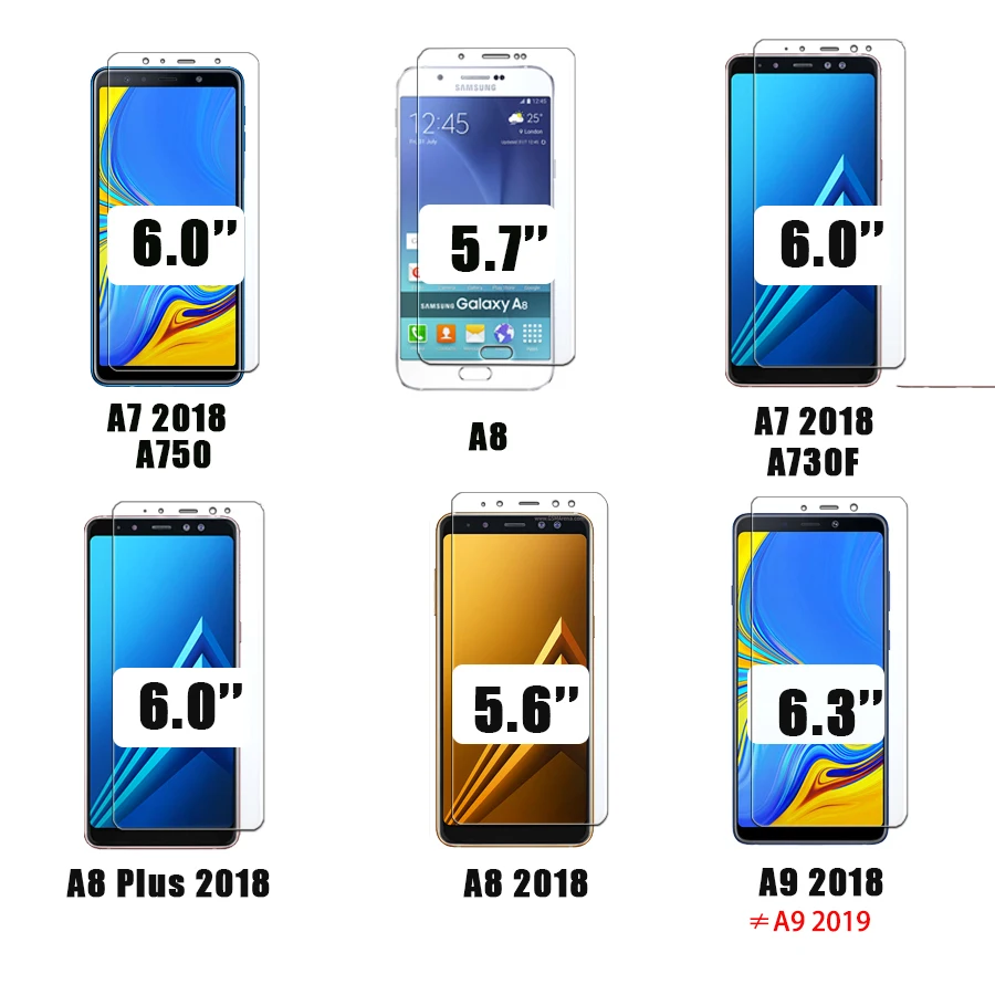 Защитное стекло для Samsung Galaxy A8 Plus A9 A7 2018 защитная пленка экрана sansung Sheet tremp A730F A750