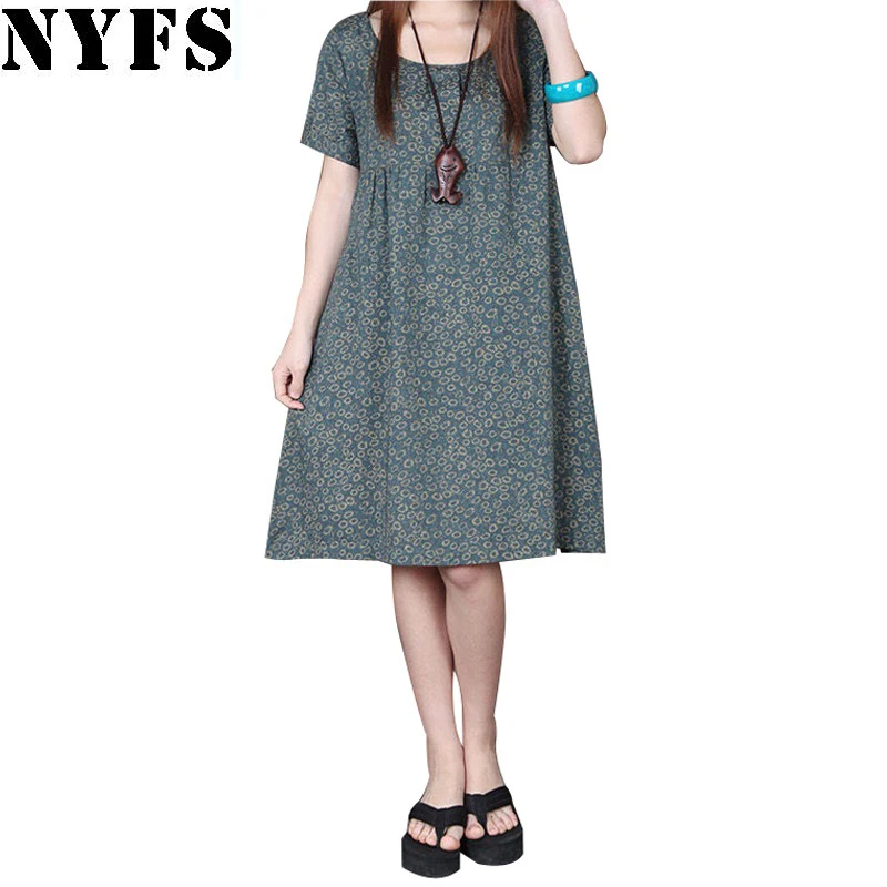 NYFS летнее платье в винтажном стиле Большие Размеры свободные носки с мелким